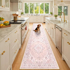 RELEANY Area Rugs Runner 3'x10' Washable Non-Slip, Floral Vintage Distress by RELEANY