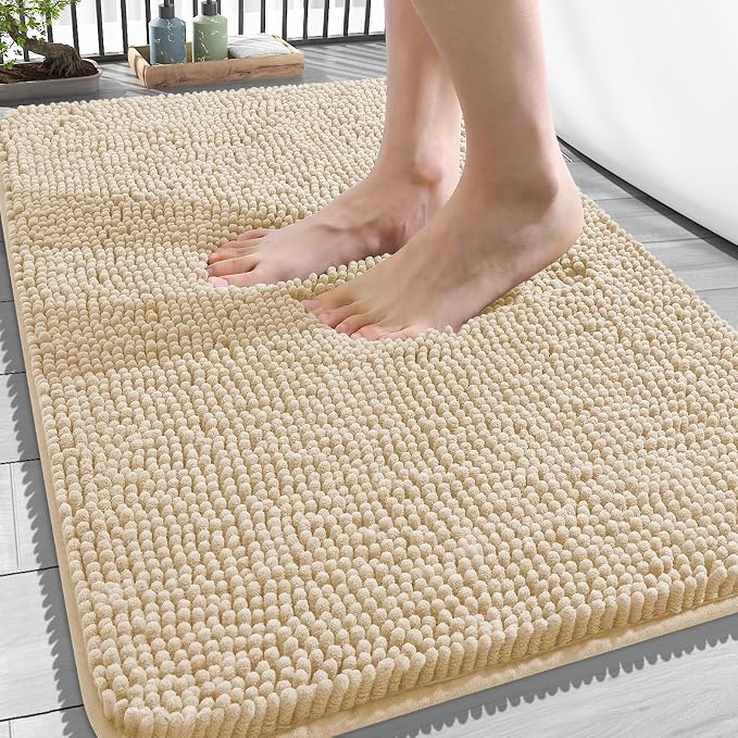 OLANLY Bathroom Rugs 34x21, Extra Soft Absorbent Chenille Bath Rugs, Rubber by OLANLY