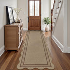 Scalloped Easy Jute 2.6x8 Kitchen Runner Rug, Washable Rugs - Image 3