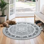 Lessymo 4FT Washable Round Area Rugs by Lessymo