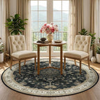 RELEANY Area Rugs Round 5ft Washable Non-Slip, Floral Vintage Distress - Image 2