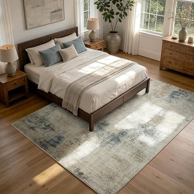 8x10 Washable Rugs, Ultra Soft Faux Wool Retro Carpets, Non Slip Backing - Image 6