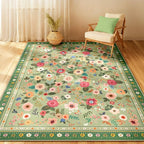 4x6 Area Rugs for Living Room Vacuum-Friendly Machine Washable Area Rug Flower - Image 7