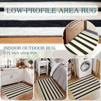 Black and White Striped Outdoor Rug - Image 5