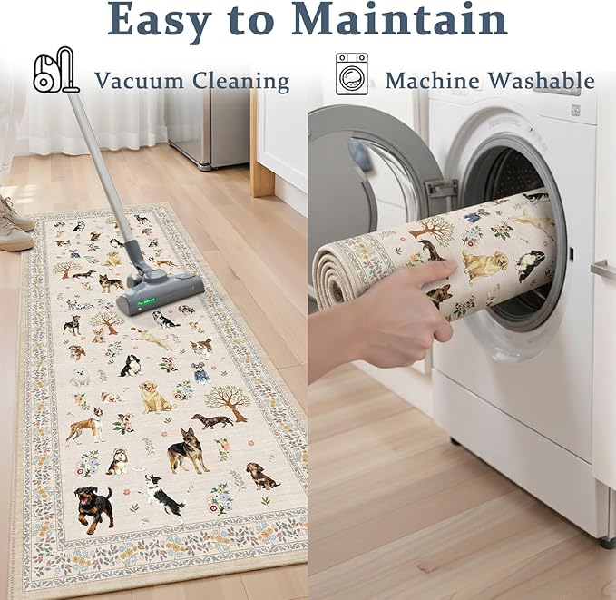 Beige 4Ft Round Area Rugs for Bedroom, Non-Slip Stain Resistant Round Kitchen - Image 8