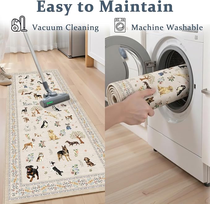 Dog Rug Runner for Entryway, 2x4 Washable Kitchen Mat Ultra-Thin Soft, Non-Slip - Image 5