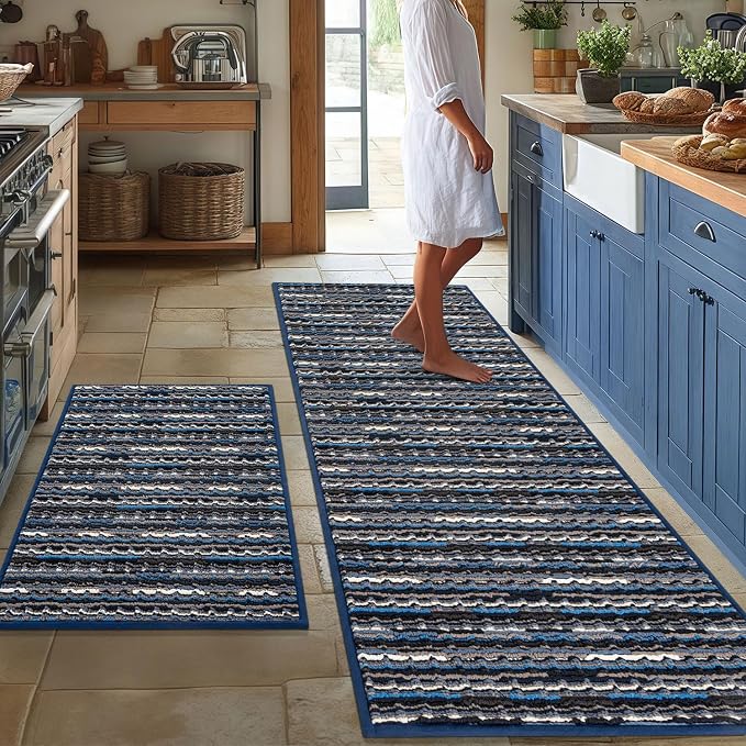 Kitchen Rugs Sets of 2-Non Slip Kitchen Mats by BSICPRO