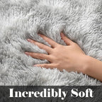 ONASAR 6x9 Area Rugs for Living Room, Large Tie-Dyed Light Grey Fluffy Shag Rug - Image 2