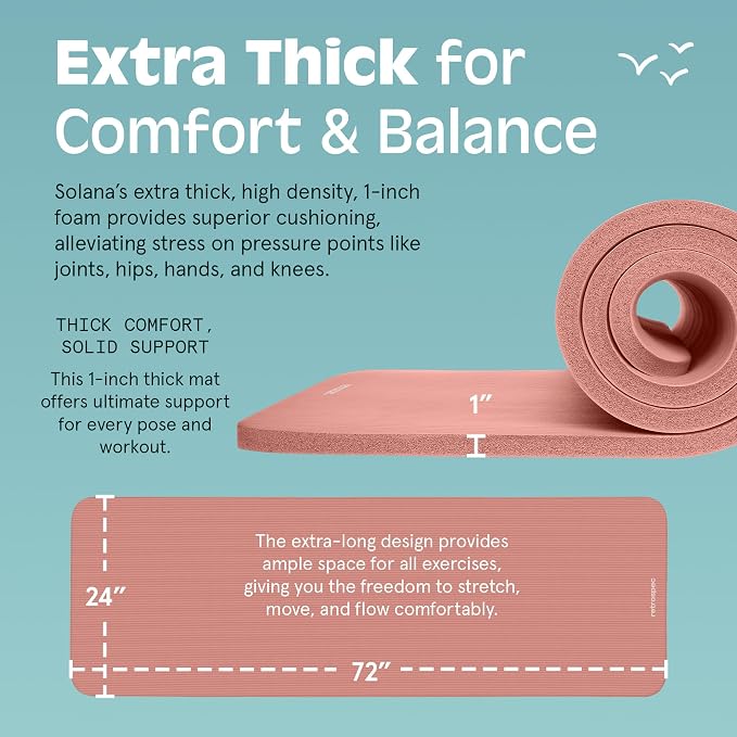 Retrospec Solana Yoga Mat 1" Thick w/Nylon Strap - Image 3