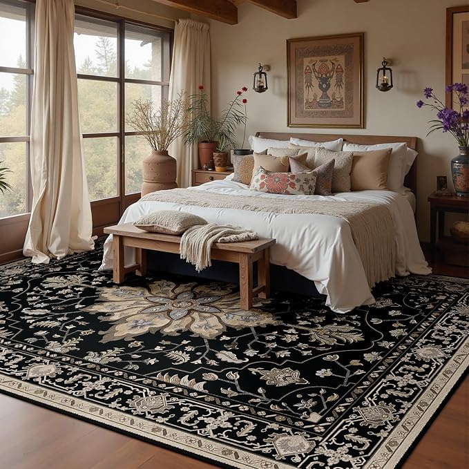RELEANY Area Rugs 5'x8' Washable Non-Slip, Floral Vintage Distress Medallion - Image 7