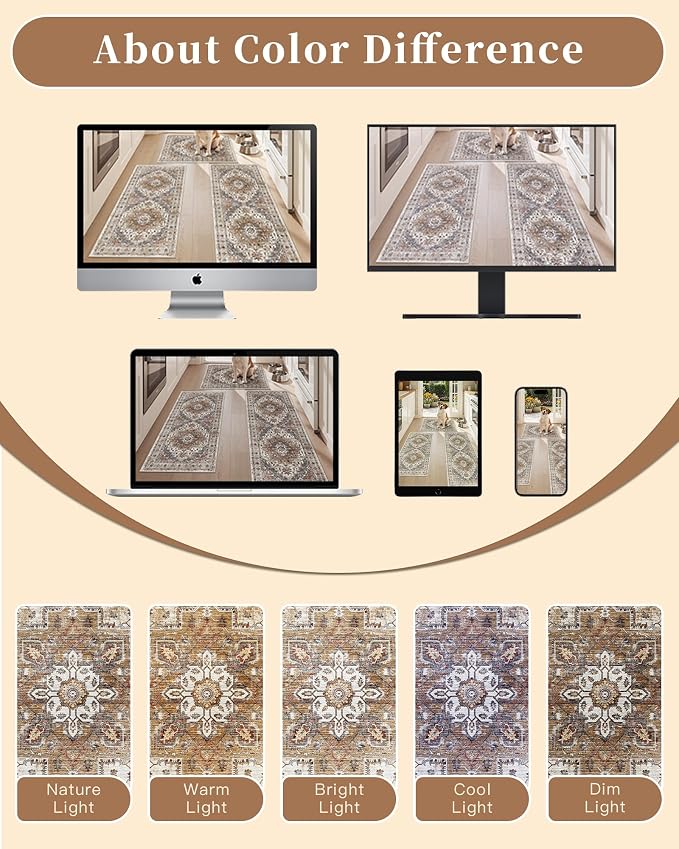 Madane 2-Piece Kitchen Runner Rug Set, Small Area Rug Non-Slip Vintage Door Mat - Image 9