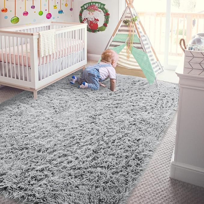Andecor Soft Fluffy Bedroom Rugs, 4 x 6 Feet Indoor Shaggy Plush Area Rug - Image 2