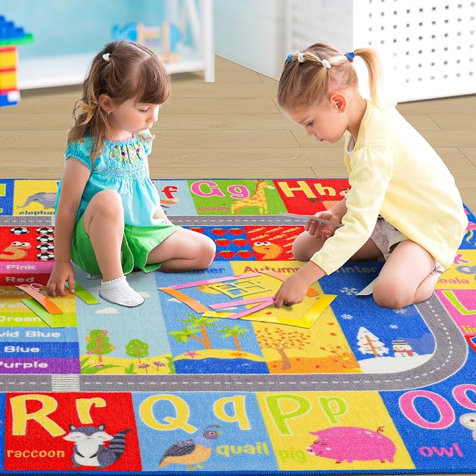 Kids Rug for Playroom Classroom, ABC Alphabet Numbers Play Toddlers Rugs - Image 3