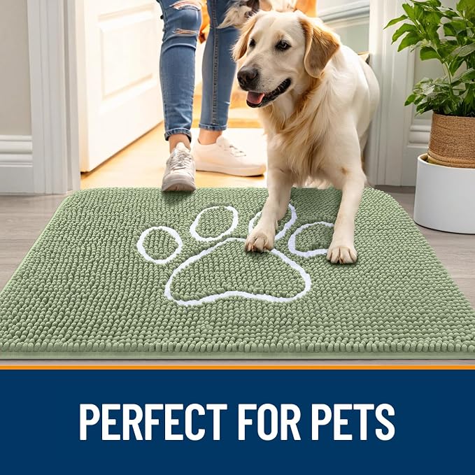 OLANLY Dog Door Mat for Muddy Paws 45x27, Paw Print Design, Absorbs Moisture - Image 6