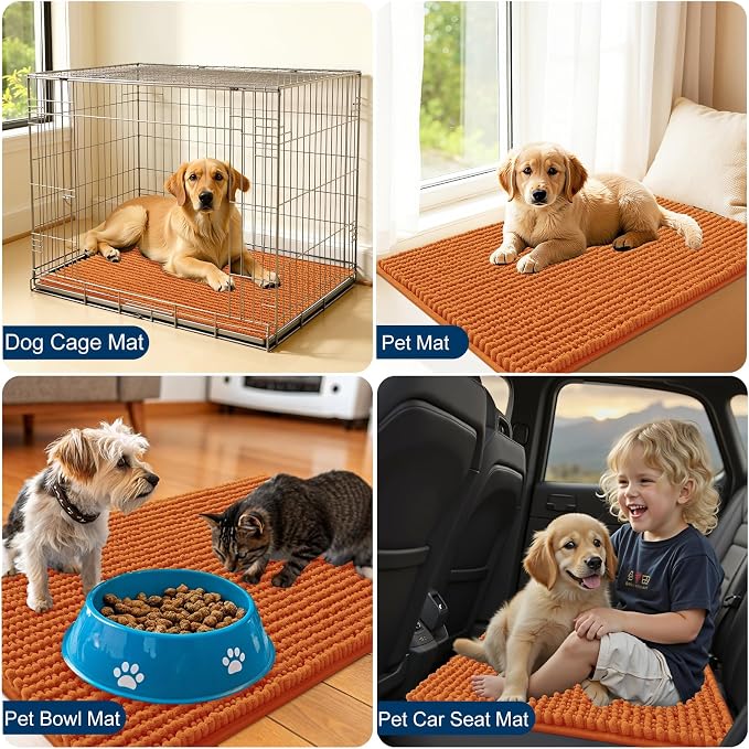 OLANLY Dog Door Mat for Muddy Paws 36x24, Ultra Absorbent Chenille Mud Doormat - Image 7
