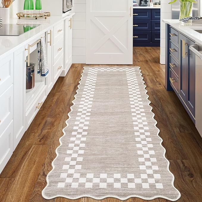Washable Runner Rug 2x10 Modern Bordered Hallway Runner Rug Non Slip Kitchen - Image 3