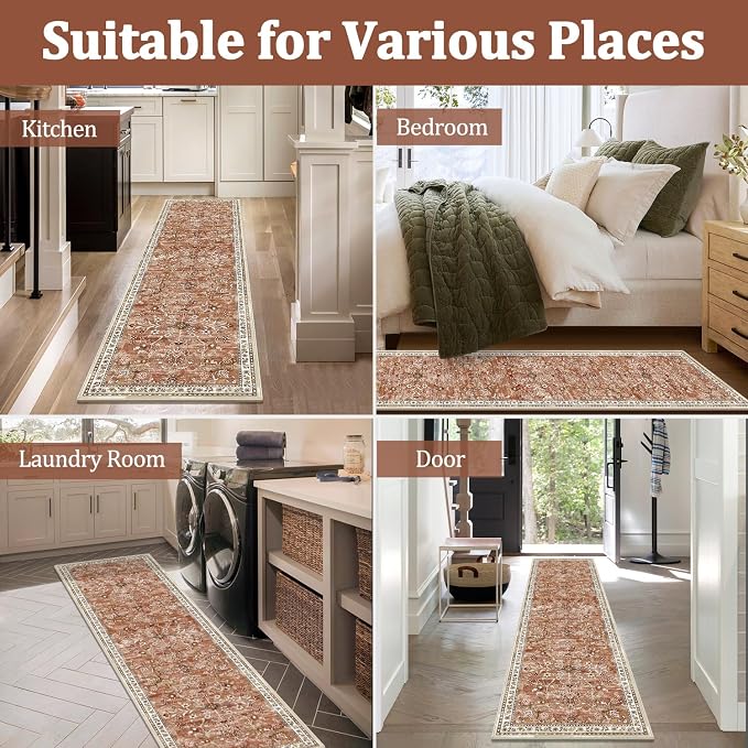 Yamaziot Washable Runner Rug 2x12 – Floral Non Slip Boho Hallway Runner Rug - Image 6