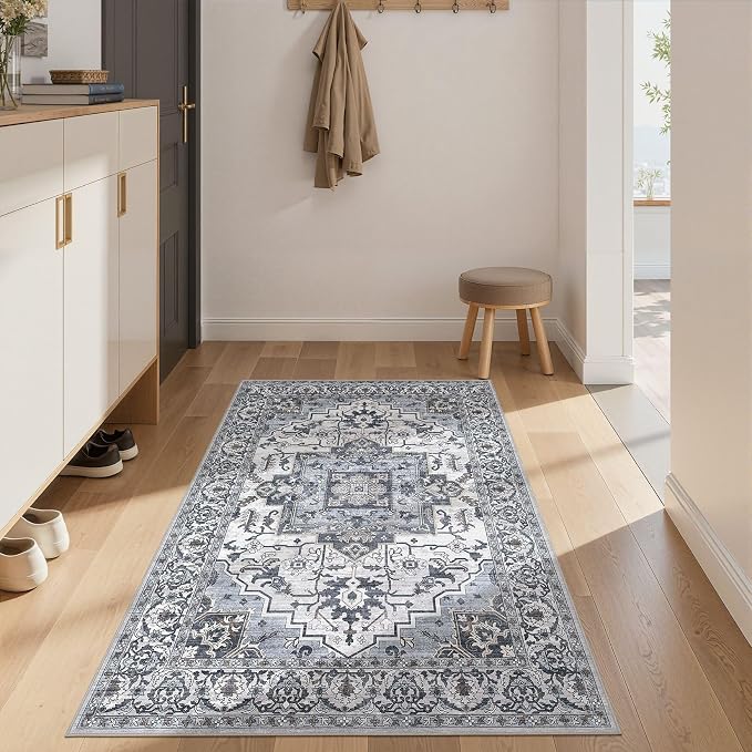 3x5 Area Rugs Living Room: Washable Vintage Rug Large Non-Slip Stain Resistant - Image 2
