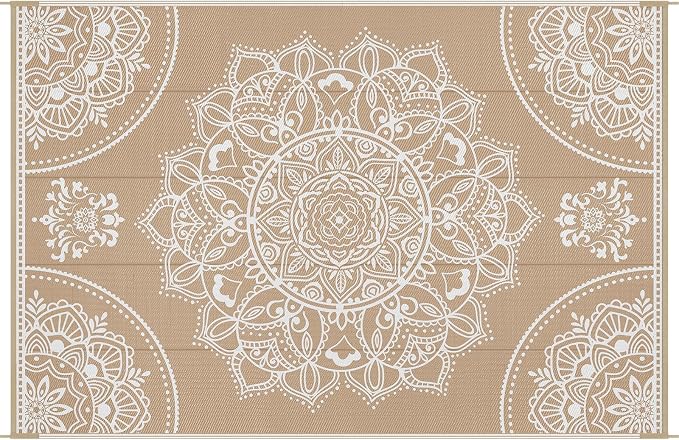 Pauwer Waterproof Outdoor Rug 6x9, Reversible Plastic Straw Patio Camping Rug - Image 9