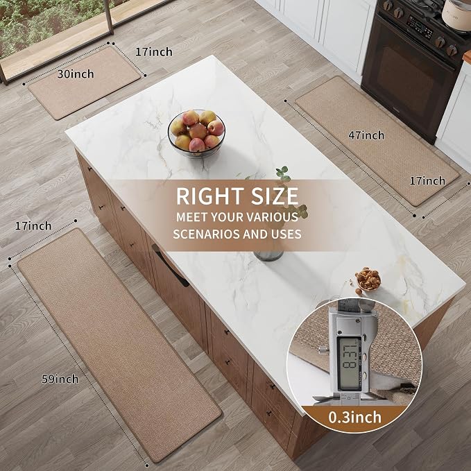 YDKGL Kitchen Rugs Mat Non Slip Washable, Linen-Look 0.3" Thick Soft Cushioned - Image 8