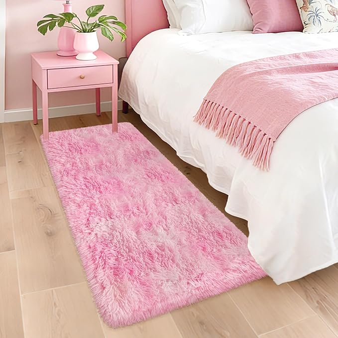 Soft Plush Pink Fluffy Rug 2x5 Ft, Fuzzy Shag Runner Carpet by TENNOLA