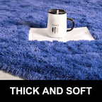 LOCHAS Bedroom Rug 2.6' x 5.3', Light Navy Fluffy Shaggy Area Rug - Image 4