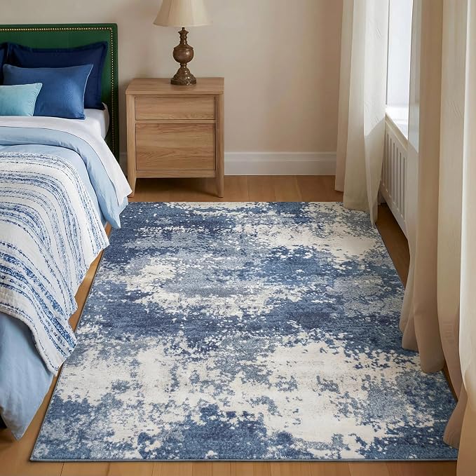 Entryway Rug 3x5 Blue Door Mat Indoor Entrance 36x60, Washable Small Throw Rugs - Image 3