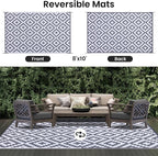Smiry Waterproof Outdoor Rug 8x10 ft, Reversible Plastic Straw Patio Camping - Image 3