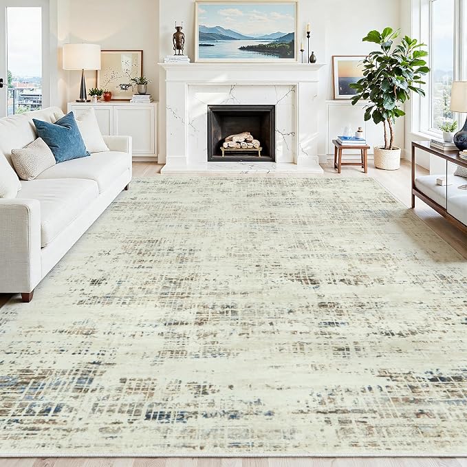 9x12 Area Rugs for Living Room Washable Rug: Anti-Skid Abstract Modern Living by Crority