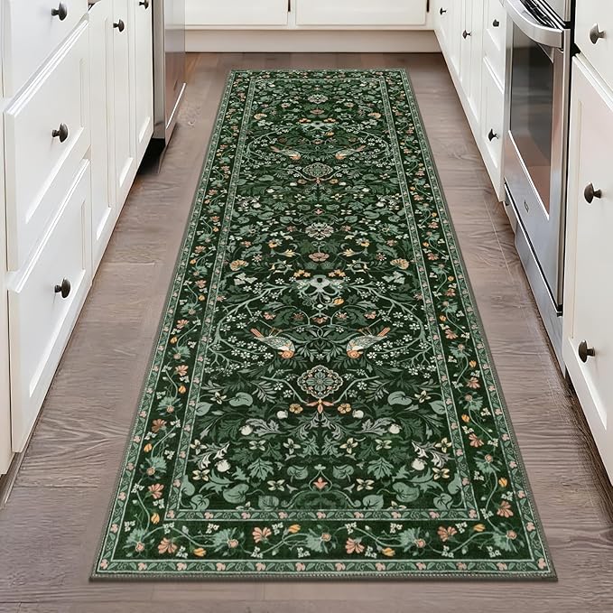 HEBE Washable Hallway Runner Rug 2'x 6' Non Slip Kitchen Rugs Runner, Low Pile by HEBE