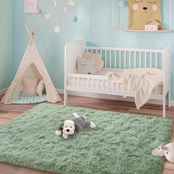 Mugorn Green Rugs for Bedroom, 3x5 Feet Fluffy Area Rugs for Living Room - Image 2