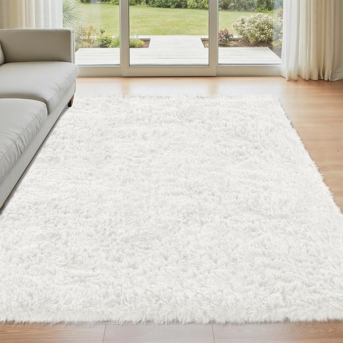 4x6 Area Rug for Living Room: Ultra Soft Fluffy Rug Modern Large Thicked Shag by Oriannal