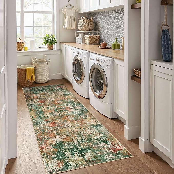 RELEANY Washable Area Rugs 2'x8' Non-Slip Modern Abstract Soft - Image 3