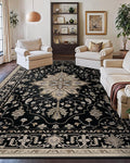 RELEANY Area Rugs Large 10'x14' Washable Non-Slip, Floral Vintage Distress by RELEANY