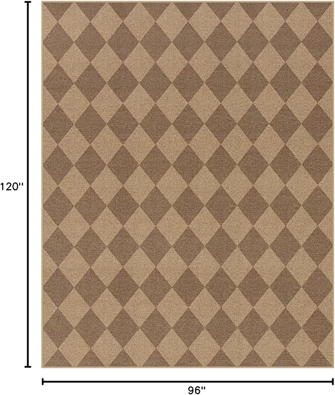 Lahome Colette Checkered Easy Jute Rug 8x10, Washable Rugs - Image 2