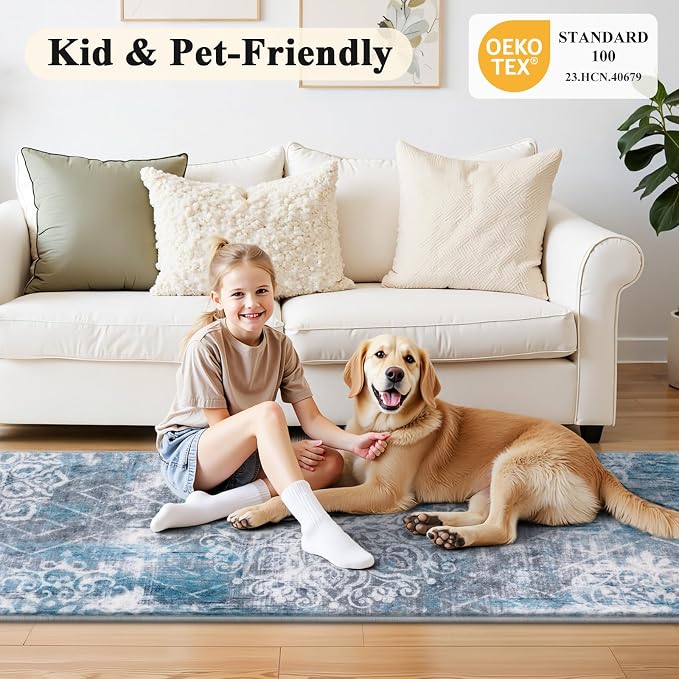 HEBE Washable Hallway Runner Rug 2'x 5' Non Slip Kitchen Rugs Runner, Low Pile - Image 7