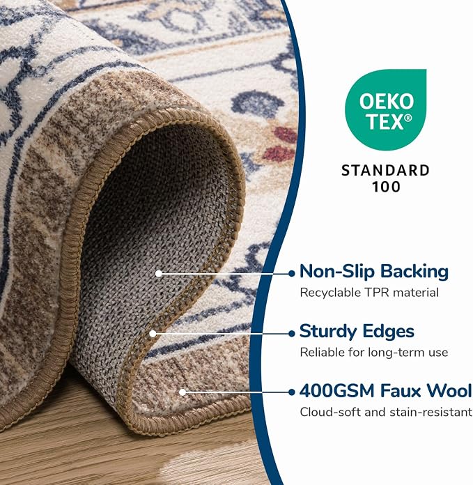 Lessymo 8 x 10 Area Rugs for Living Room- Machine Washable Area Rugs Boho Faux - Image 8