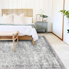 CHAMPLANT 5x7 Washable Area Rug Gray Vintage Traditional Floor Cover Foldable - Image 2