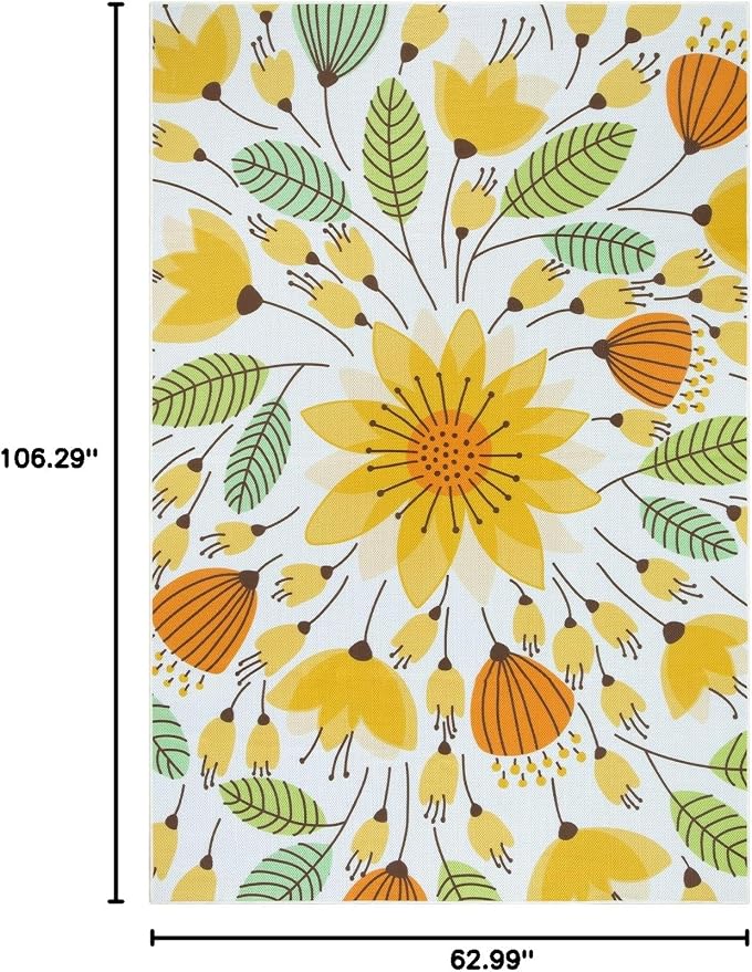 Lahome Floral Indoor Outdoor Rug, 6x9ft Non Slip Outdoor Patio Rug - Image 2