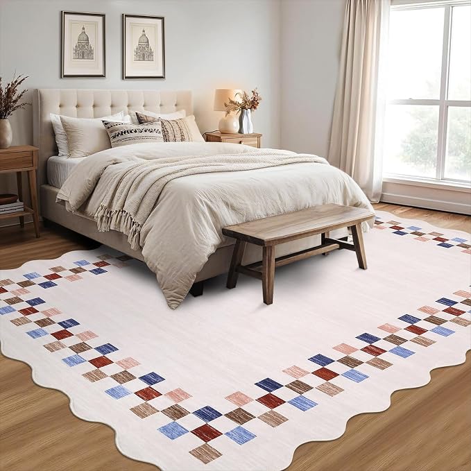 Small Bedroom Area Rug 3x5 Checkered Area Rug - Image 2