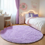ONASAR Light Purple Round Area Rug 4ft, Soft Bedroom Circle Rugs Floor Mats - Image 5
