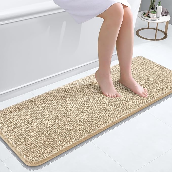 OLANLY Bathroom Runner Rugs 47x17, Extra Soft Absorbent Chenille Bath Rugs by OLANLY