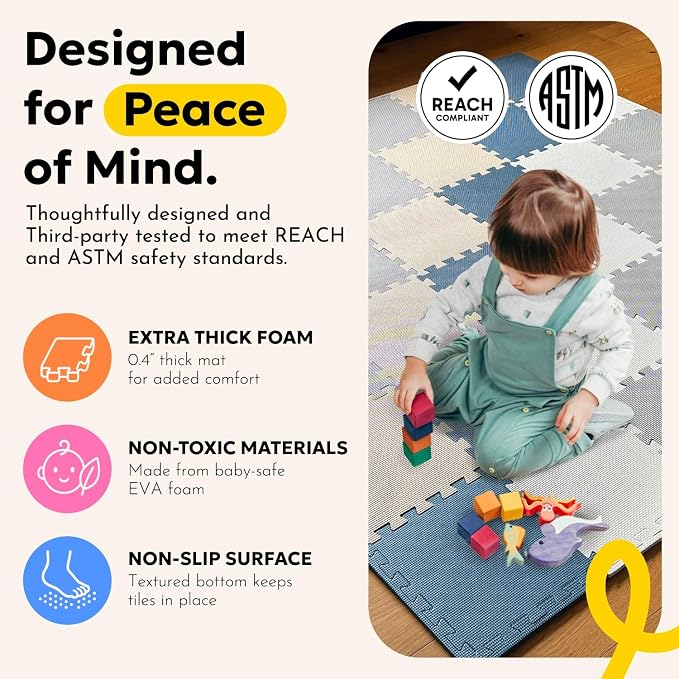 MioTetto Baby Play Mat, Comfortable Playtime Mat – Portable Foam Floor Tiles - Image 2