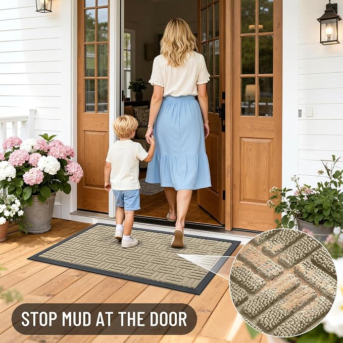 OLANLY Front Door Mat Outside Entrance 71x47, Heavy Duty Sturdy Natural Rubber - Image 7