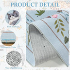 Unirea 2.6x8 Blue Grey Cat Runner Rug, Washable Non Slip Botanical Rug - Image 4