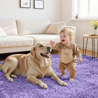 8x10 Area Rugs for Living Room Rug: Soft Fluffy Shag Purple Rugs for Bedroom - Image 4