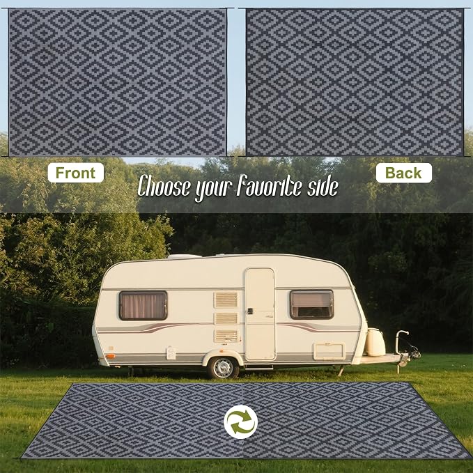 SAND MINE Waterproof Outdoor Rug, Plastic Reversible Rug, Modern Area Rug - Image 3