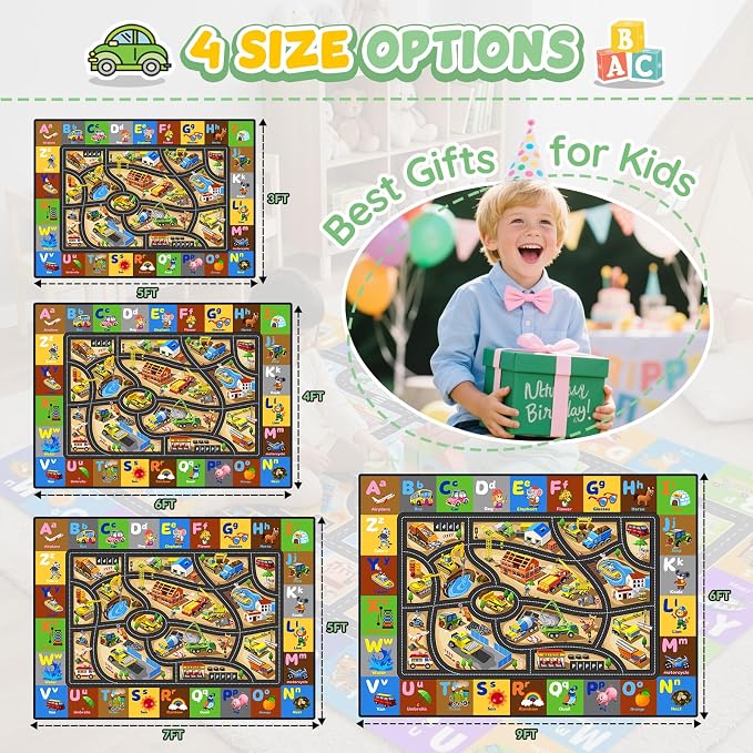 Construction Site Play Rug for Kids, Car Play Mat - Image 5