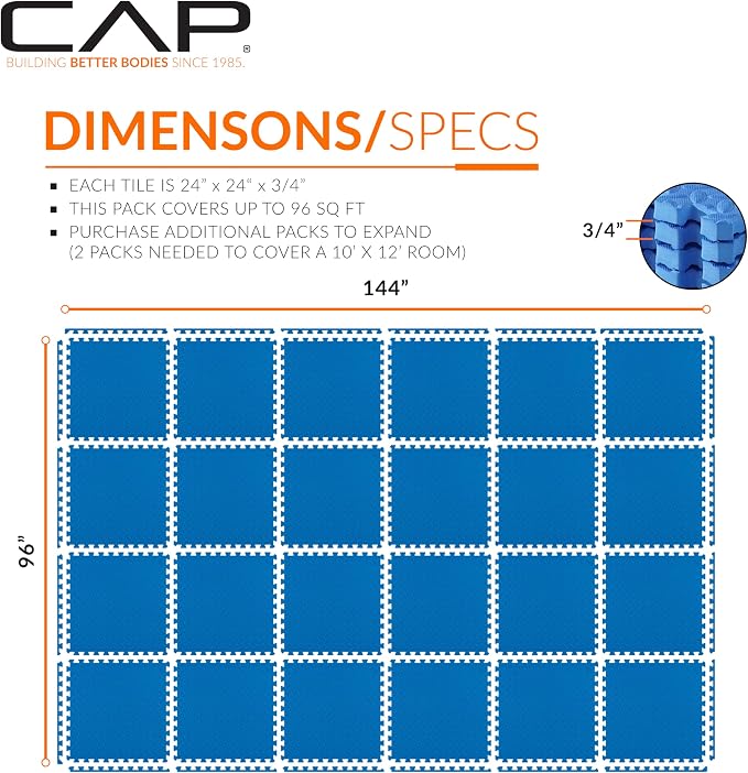 CAP Puzzle Exercise Mats | 3/4” Thick EVA Interlocking Foam Tiles - Image 4
