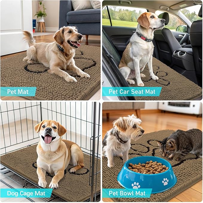 OLANLY Dog Door Mat for Muddy Paws 48x30, Paw Print Design, Absorbs Moisture - Image 7